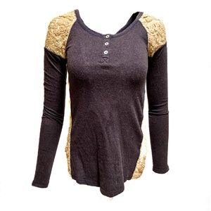 Lace Henley Long Sleeve
